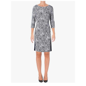Lauren by Ralph Lauren Chevron-Print Sheath Dress, 10 Navy, White